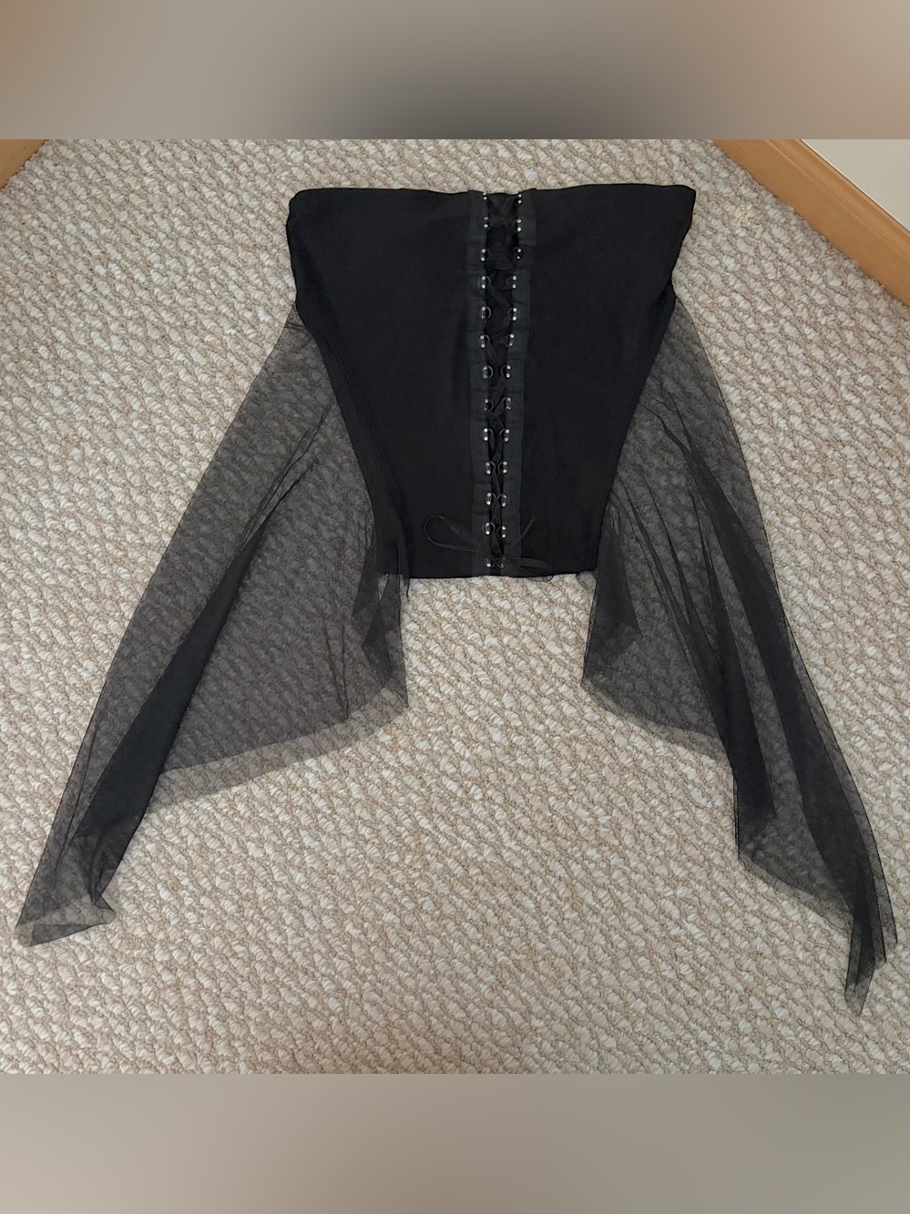 Stunning Vintage Corset Top with Sheer Sleeves